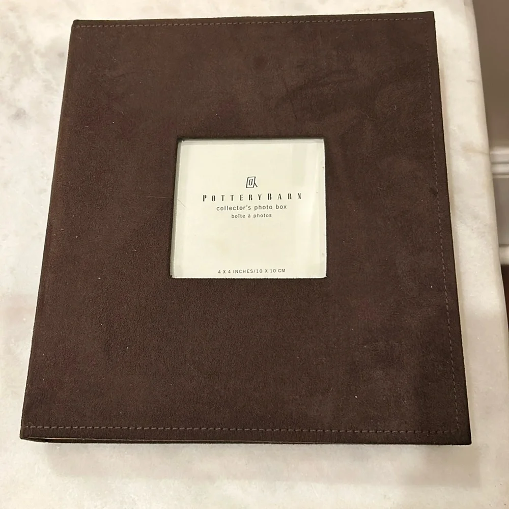 Pottery Barn Collector’s Photo Box with Suede Cover, NWOT